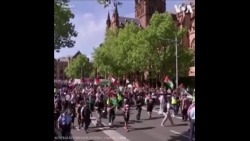 悉尼支持巴勒斯坦和要求释放以色列人质的民众分别举行集会 