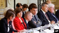 法国总统马克龙2023年11月9日出席在巴黎召开的加沙援助会议。