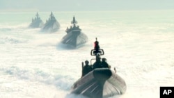 资料照：台湾海军在南部高雄举行演习。(2024年1月31日)