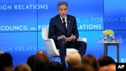 ລັດຖະມົນຕີການຕ່າງປະເທດສະຫະລັດ ທ່ານແອນໂທນີ ບລິງເກັນ ກ່າວປາໄສ ຢູ່ທີ່ສະພາພົວພັນການຕ່າງປະເທດໃນລັດນິວຢອກ, ວັນທີ 28 ມິຖຸນາ 2023.