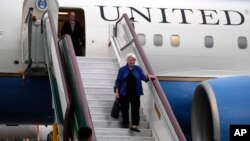 美國財政部長耶倫抵達中國廣州白雲國際機場。 （2024年4月4日）