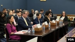 2024年2月1日出席美國國會及行政當局中國委員會的多名證人。（美國之音/莫幹生）