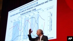 橋水投資公司總裁瑞·達里奧2019年3月23號在北京召開的《中國發展論壇經濟峰會》上發言。