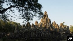 A view of Bayon temple at Angkor Wat temple complex in Siem Reap province, Cambodia, Tuesday, April 2, 2024.
