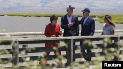 U.S. President Joe Biden tours the Lucy Evans Baylands Nature Interpretive Center and Preserve with California Governor Gavin Newsom, in Palo Alto, Calif., June 19, 2023.
