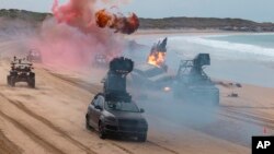 This image released by Universal Pictures shows a scene from 'The Fall Guy.' (Eric Laciste/Universal Pictures via AP)