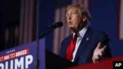 ອະ​ດີດ​ປະ​ທາ​ນາ​ທິ​ບໍ​ດີ ດໍ​ໂນ​ລ​ ທ​ຣຳ ກ່າວ​ຄຳ​ປາ​ໄສ​ຢູ່​ການ​ໂຮມ​ຊຸມ​ນຸມ​ໂຄ​ສະ​ນາ​ຫາ​ສຽງ​ໃນ​ເມືອງ ເດີ​ແຮມ, ລັດ​ ນິວ ແຮມ​ເຊີ, 16 ທັນ​ວາ 2023.