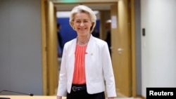 FILE - European Commission President Ursula von der Leyen attends a European Union leaders summit in Brussels, June 17, 2024. European Union leaders agreed on Thursday to nominate von der Leyen, of Germany, for a second five-year term as president of the European Commission.
