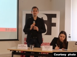 無國界記者組織（RSF）位於台北的東亞辦事處執行長艾瑋昂(Cédric Alviani) (美國之音特約記者李賢攝影)。