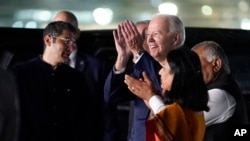 美国总统拜登抵达印度尼赫鲁国际机场出席G20峰会。（2023年9月8日）