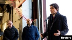 加拿大總理特魯多2023年2月13日訪問育空首府懷特霍斯(Whitehorse)。 （路透社）