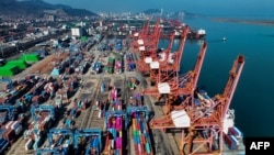 中國江蘇省連雲港貨櫃碼頭鳥瞰（2024年3月26日）