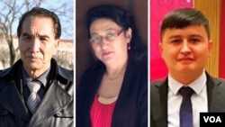 左起：《新疆文明》杂志的著名编辑库尔班·马穆特，退休医生古丽仙·阿巴斯,多媒体网站的科技企业家艾克拜尔·艾塞提