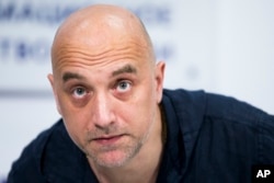 资料照：2017年2月21日，扎哈爾·普里勒平在俄羅斯莫斯科舉行的一場新聞發布會上。