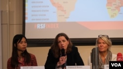 “無國界記者”（Reporters Without Borders）的英國主任奧布萊恩（Fiona O’Brien）（美國之音鄭樂捷）