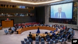 ທ່ານໂວລເກີ ເທີກຄ໌, ຂ້າຫຼວງໃຫຍ່ ເພື່ອສິດທິມະນຸດ, ກ່າວຜ່ານທາງວີດີໂອ ຫຼັງຈາກເອກອັກຄະລັດຖະທູດ ສະຫະລັດ ທ່ານນາງລິນດາ ທອມມັສ-ກຣີນຟີລ ໄດ້ເປີດກອງປະຊຸມສະພາຄວາມໝັ້ນຄົງຢ່າງເປັນທາງການ ເພື່ອປຶກສາຫາລື ເລື້ອງສິດທິມະນຸດຢູ່ໃນເກົາຫຼີເໜືອ, ວັນທີ 17 ສິງຫາ 2023, ຢູ່ສຳນັກງານໃຫຍ່ ສປຊ ໃນນະຄອນນິວຢອກ.