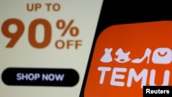 資料照：手機上Temu App和Temu的折扣廣告 （2023年4月26日）