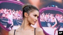 Zendaya, a cast member in 'Challengers,' poses at the premiere of the film at the Regency Village Theatre, April 16, 2024, in Los Angeles.