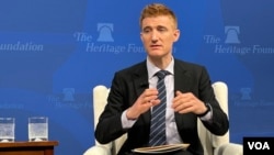 美國智庫傳統基金會亞洲研究中心研究員孔明尚。 (2024年3月28日， 美國之音鍾辰芳拍攝)