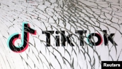 碎玻璃後的TikTok標識