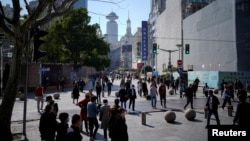 上海一個商業區的步行街（2023年3月14日）