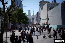 上海一個商業區的步行街（2023年3月14日）