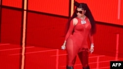 FILE - U.S. rapper Nicki Minaj performs onstage during the MTV Video Music Awards at the Prudential Center in Newark, New Jersey, on September 12, 2023.