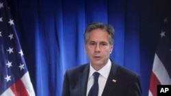 美國國務卿布林肯在北京美國中心舉行記者會。（2023年6月19日）