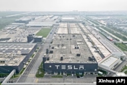 特斯拉在上海的超級工廠鳥瞰。（2023年12月22日）