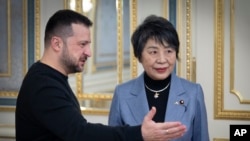 乌克兰总统泽连斯基在基辅会晤日本外相上川阳子。（2024年1月7日）