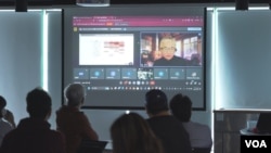 位於台北的人工智慧實驗室(AI Lab)每週發佈網路資訊認知操作觀察報告並召開專家討論會議。 (美國之音特約記者譚旭東拍攝)