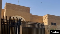 資料照片：伊朗駐沙特阿拉伯首都利雅得的使館外觀。（2023年4月12日）