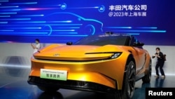 2023年上海車展上展出的一輛豐田車。（2023年4月18日）