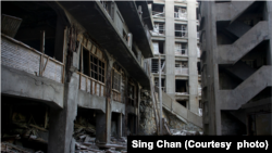 日本軍艦島上的荒廢樓宇建築。（圖片來源：被訪者提供）