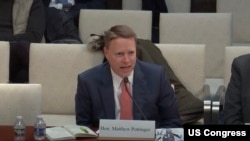 前美國副國安顧問博明(Matthew Pottinger)1月17日在美國國會眾議院外交事務委員會作證。