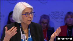 白宮科技政策辦公室主任阿拉蒂·普拉巴卡爾（Arati Prabhakar）2024年1月17日在瑞士達沃斯出席世界經濟論壇