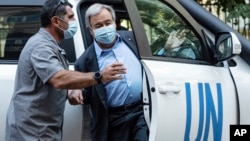 联合国秘书长古特雷斯在乌克兰利沃夫参观乌克兰最古老的大学--伊万·弗兰科国立大学。（2022年8月18日）