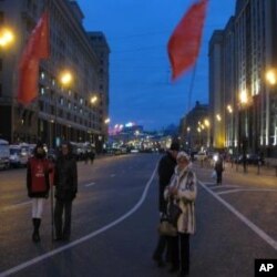 莫斯科市中心的俄共支持者