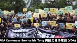 港大校友關注組等20個民間團體發起「捍衛院校自主大遊行」，前教育統籌局局長李國章獲委任為港大校委會主席。(攝影:美國之音湯惠芸)