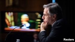 美國國務卿布林肯2022年4月26日在參議院外交關係委員會作證（路透社）