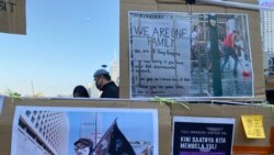 聲援被逐印傭作家Yuli集會，設有Yuli反送中運動攝影作品展。(美國之音 湯惠芸拍攝)