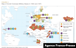 1955-1975年苏联海外军事基地地图（来源：兰德报告截图）