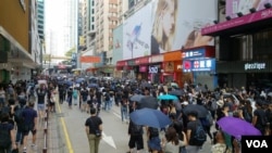 大批港人周日上街參加九龍大遊行 (美國之音圖片/張富傑拍攝)