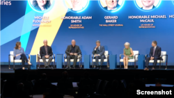 米爾肯研究院2022年5月2日在洛杉磯舉行年度全球會議，邀請來自兩黨的現任和前任國會議員，以及前政府官員討論大國競爭和美國當前面臨的國際挑戰。