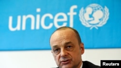 资料照：2017年1月30日，联合国儿童基金会紧急项目主任方丹在日内瓦接受路透社的采访。（路透社）