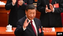 中共領導人習近平在北京人大會堂出席中共二十大開幕式。 （2022年10月16日）