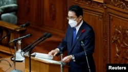 日本首相岸田文雄在國會發表政策講話。（2022年10月17日）