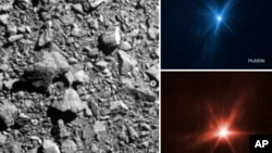 美國太空總署發佈的DART航天器撞擊小行星的畫面。(2022年9月30日)