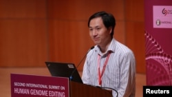 賀建奎2018年11月28日在香港舉行的第二屆人類基因組編輯國際峰會上發言。