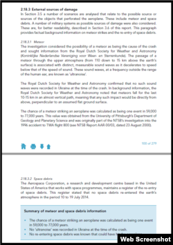 Page 100 of the Dutch Safety Board report on the MH17 crash